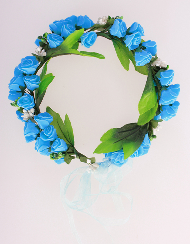 Rochelle Floral Crown in Ocean Blue